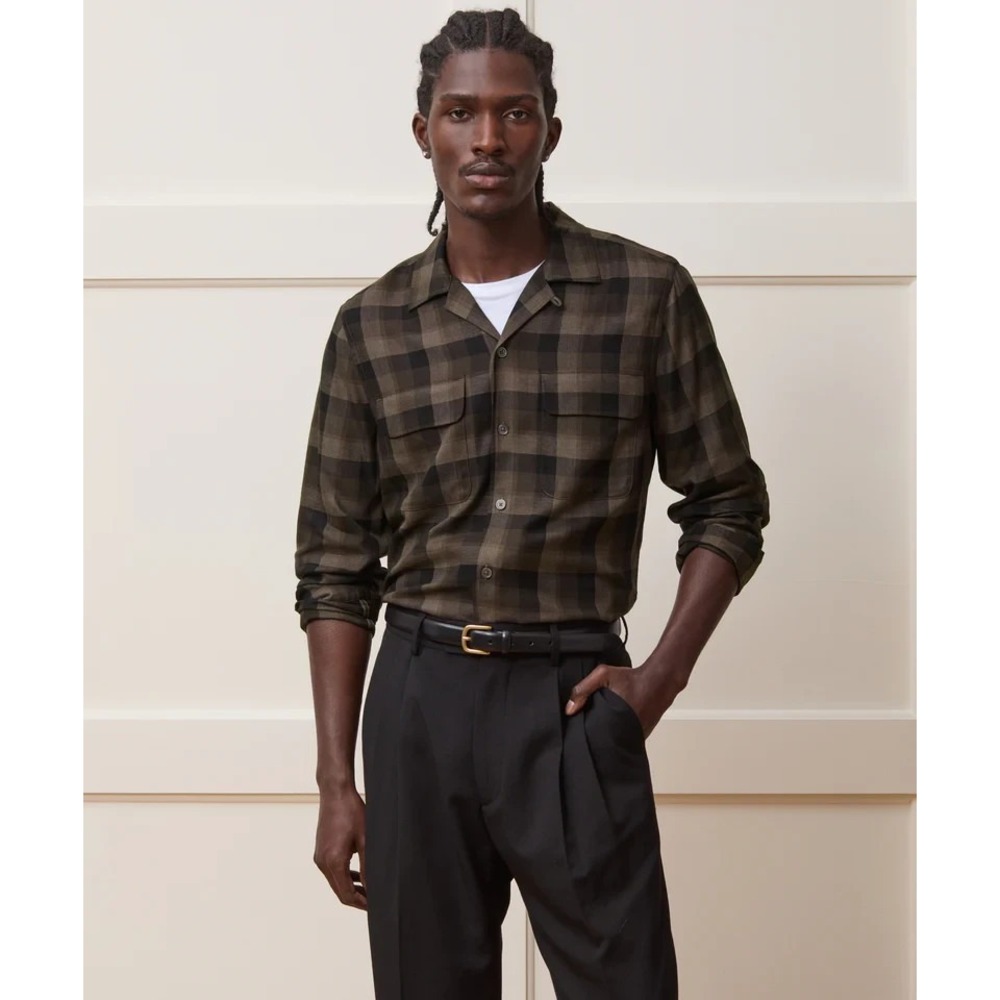 Todd Snyder Rayon Field‎ Shirt in Espresso Bean Men Large Classic Fit NWT $170